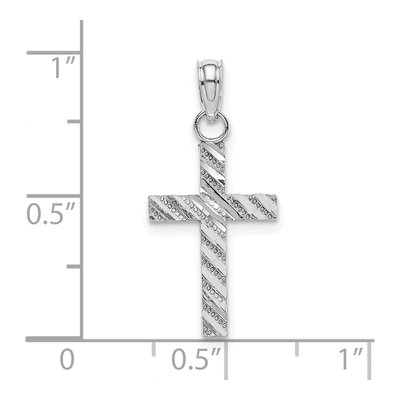 14K White Gold Diamond-Cut Cross Pendant – view 4