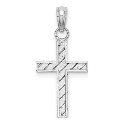 14K White Gold Diamond-Cut Cross Pendant – view 5