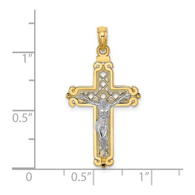 14K Two-Tone Gold Fancy Crucifix Pendant – view 3