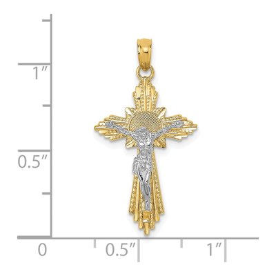 14K Two-Tone Gold Diamond-Cut Crucifix Pendant – view 3