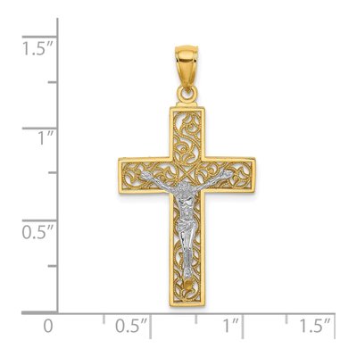 14K Two-Tone Gold Filigree Crucifix Pendant – view 3