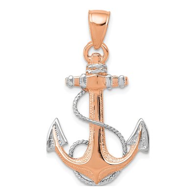 14K Rose Gold Anchor Pendant