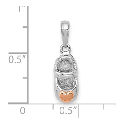 14K Two-Tone Gold Baby Shoe Heart Pendant – view 3