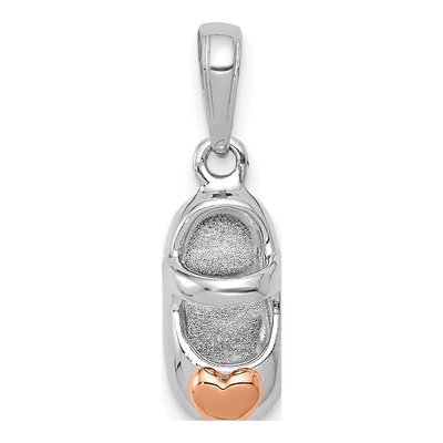 14K Two-Tone Gold Baby Shoe Heart Pendant