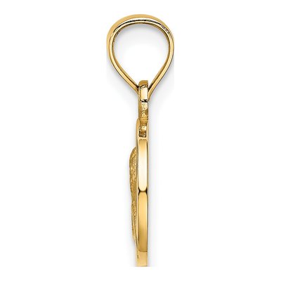 14K Yellow Gold Textured Angel Coin Charm – view 3