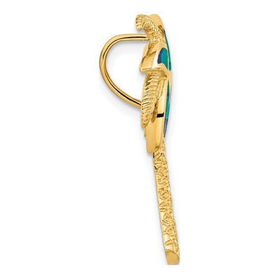 14K Yellow Gold Lab-Created Opal Palm Tree Slide Pendant – view 2