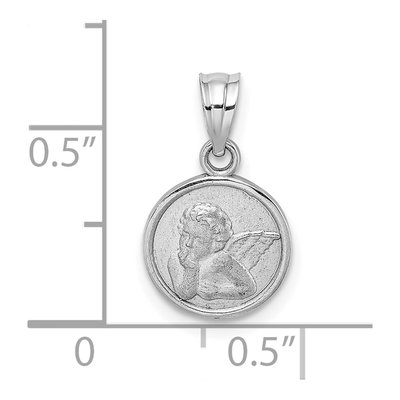 14K White Gold Textured Angel Coin Charm – view 4