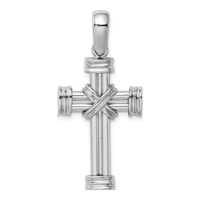 14K White Gold Center Cross Pendant