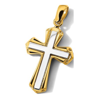 14K Two-Tone Gold Cross Pendant – view 6