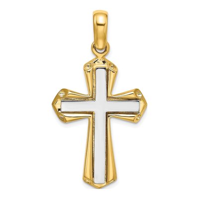 14K Two-Tone Gold Cross Pendant