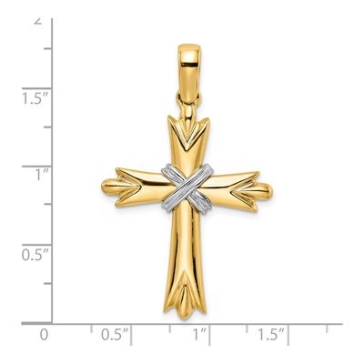 14K Two-Tone Polished W/ X-Center Cross – view 4