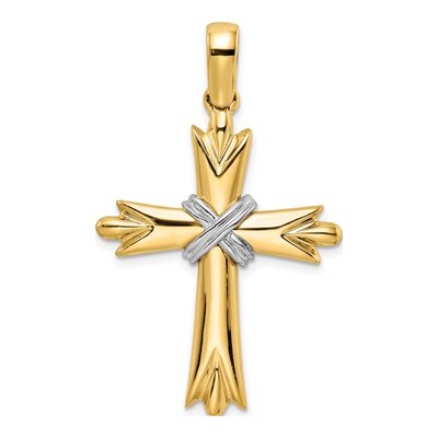 14K Two-Tone Polished W/ X-Center Cross