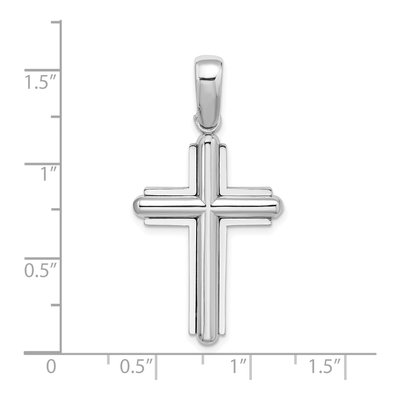 14K White Gold Beveled Cross Charm – view 4