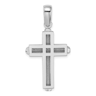 14K White Gold Beveled Cross Charm – view 5
