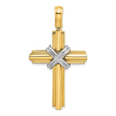 14K Two-Tone Gold Cross Pendant