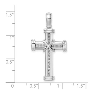 14K White Gold Center Cross Pendant – view 4