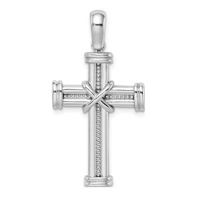 14K White Gold Center Cross Pendant