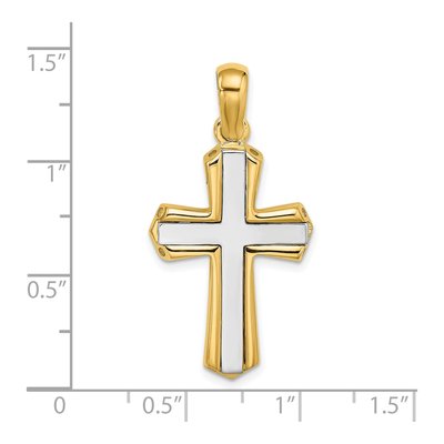 14K Two-Tone Polished Cross Charm – view 4