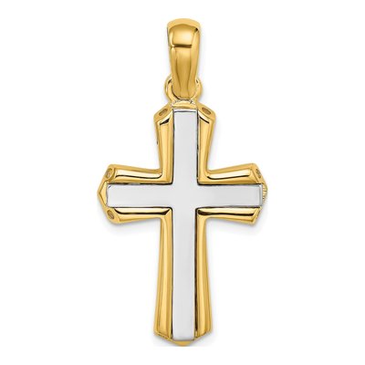 14K Two-Tone Polished Cross Charm