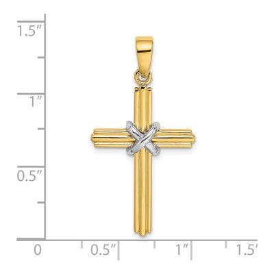 14K Two-Tone Gold Cross Pendant – view 4