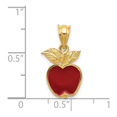 14K Yellow Gold Red Enamel Apple Pendant – view 5