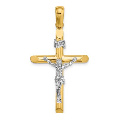 14K Two-Tone Gold Crucifix Pendant