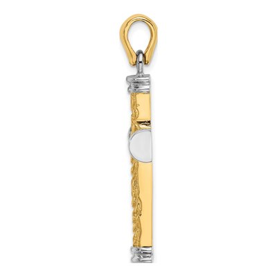 14K Two-Tone Gold Scroll Cross Pendant – view 3