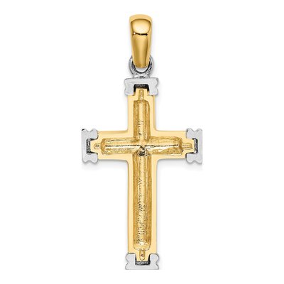 14K Two-Tone Gold Scroll Cross Pendant – view 5