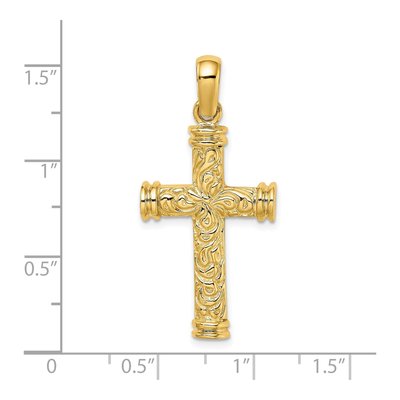 14K Yellow Gold Scroll Cross Pendant – view 4