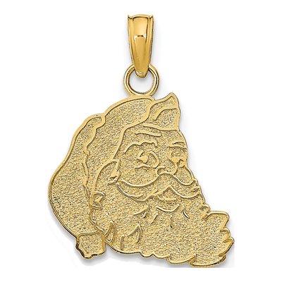 14K Yellow Gold Textured Santa Face Charm