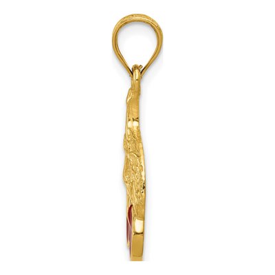 14K Yellow Gold Red Enamel Cherries Pendant – view 3