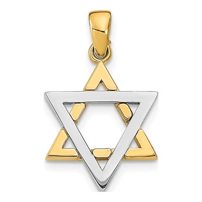 14K Two-Tone Gold Star of David Pendant
