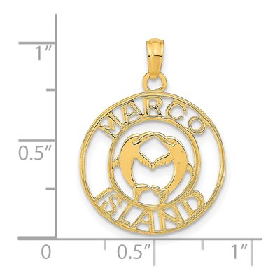 14K Yellow Gold Marco Island Dolphins Pendant – view 4