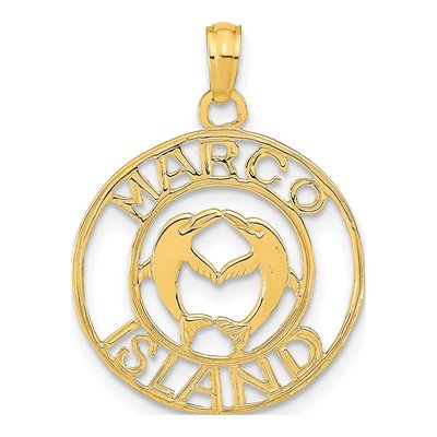 14K Yellow Gold Marco Island Dolphins Pendant