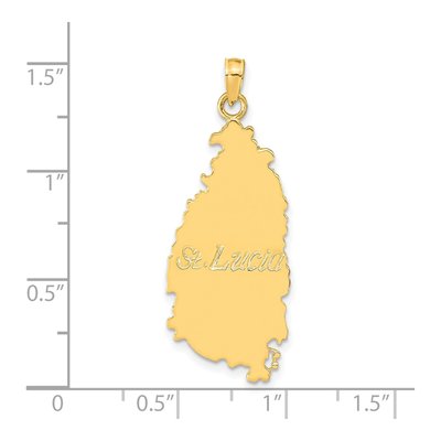 14K Yellow Gold St Lucia Island Map Pendant – view 4