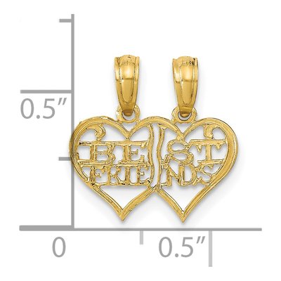 14K Yellow Gold Best Friends Heart Set Pendant – view 4