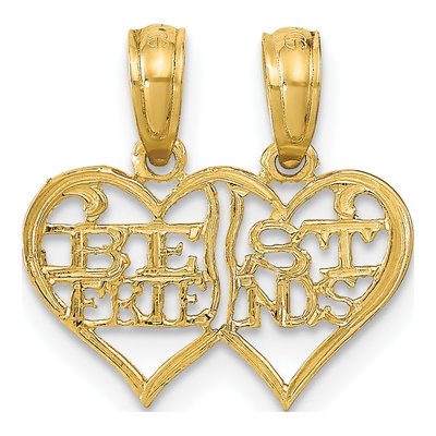 14K Yellow Gold Best Friends Heart Set Pendant