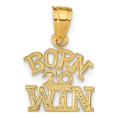 14K Yellow Gold Born to Win Pendant
