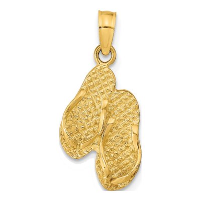 14K Yellow Gold St George Island Flip Flops Pendant