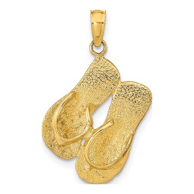 14K Yellow Gold Key West Flip Flops Pendant