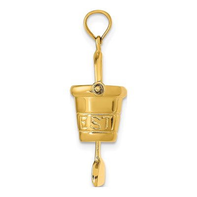 14K Yellow Gold 3D Key West Pail Shovel Pendant – view 3