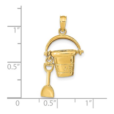 14K Yellow Gold 3D Key West Pail Shovel Pendant – view 4