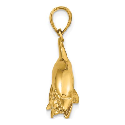 14K Yellow Gold Dolphins Pendant – view 3