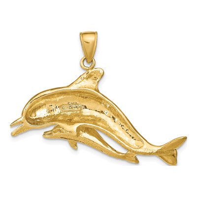 14K Yellow Gold Dolphins Pendant – view 4