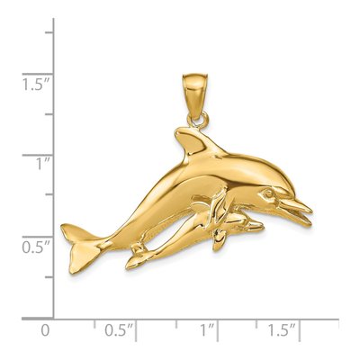 14K Yellow Gold Dolphins Pendant – view 5