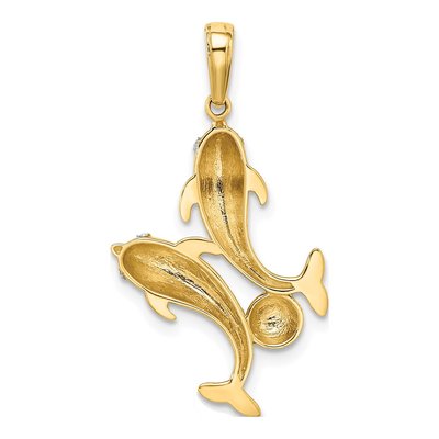 14K Yellow Gold Two Dolphins Pendant – view 4