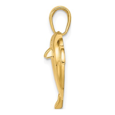 14K Yellow Gold Dolphin Heart Pendant – view 3