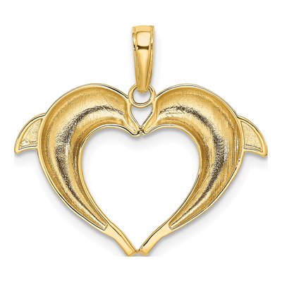 14K Yellow Gold Dolphin Heart Pendant – view 4