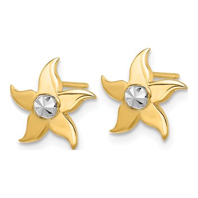 14K Yellow Gold Starfish Stud Earrings – view 3
