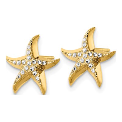 14K Yellow Gold Starfish Stud Earrings – view 3